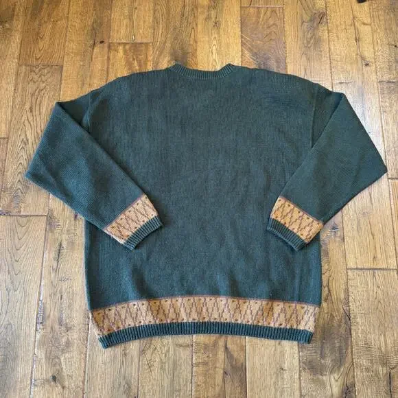 VTG Hand Embroidered Christmas Holiday Ramie Knit Sweater Poinsettia Deer Sz XL - Picture 6 of 6